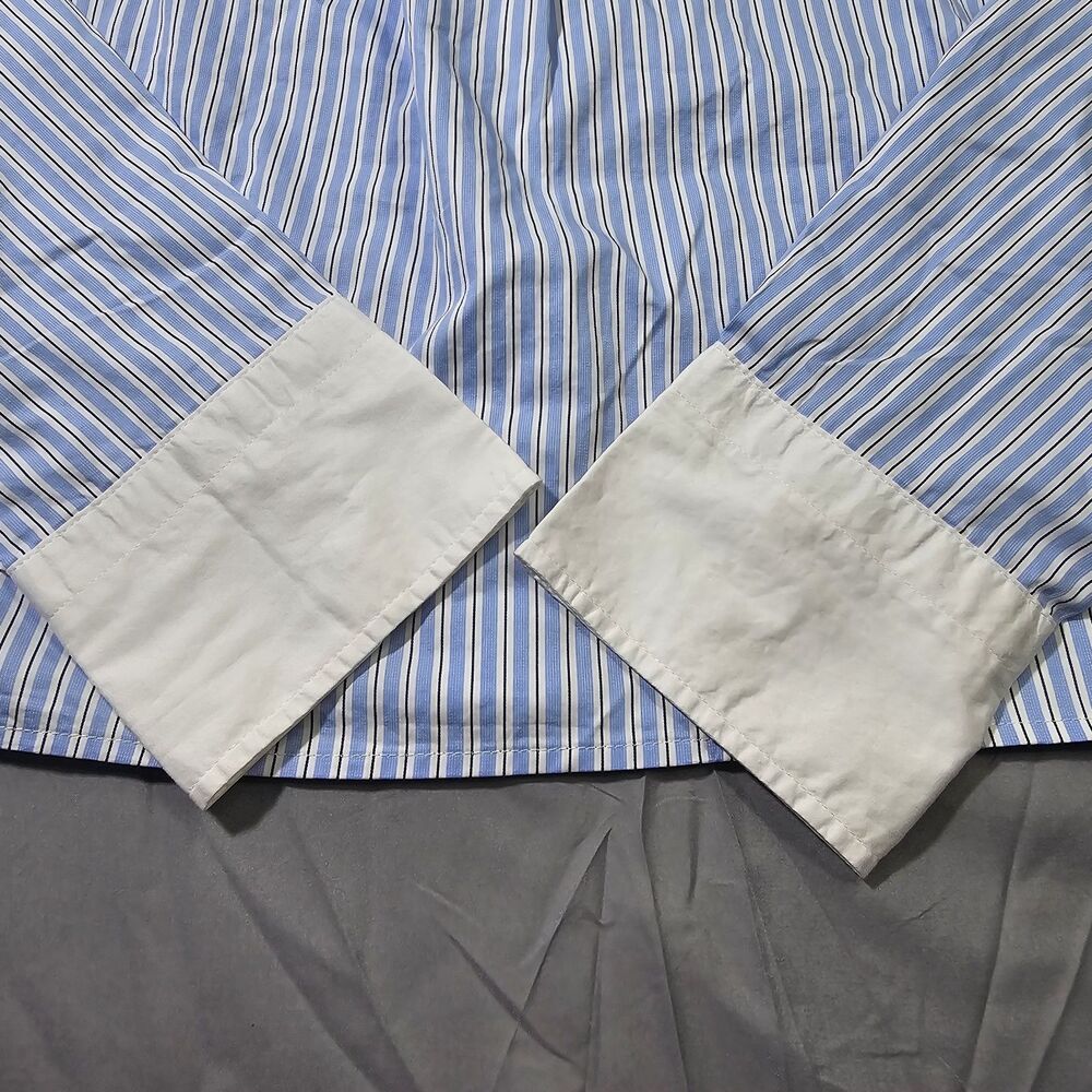 H&M women's blue and white striped oversized poplin shirt - Picture 8 of 12